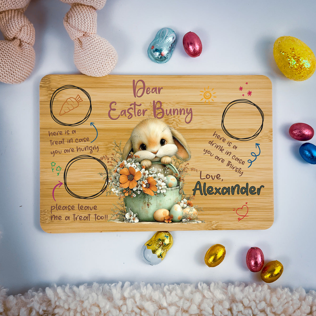 Personalised Easter Bunny Tray – Basket Bloom Design