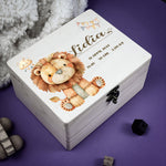 Personalised Kids Keepsake Box – Lion Design (Memory Gift)
