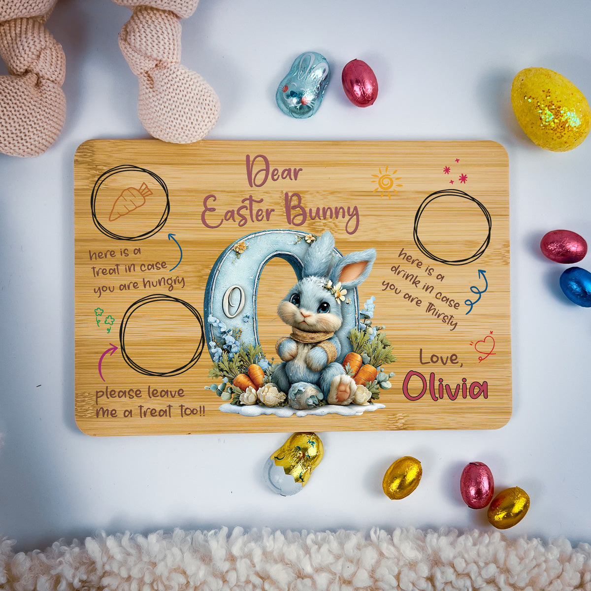 Personalised Easter Bunny Tray – Custom Alphabet Easter Board for Kids