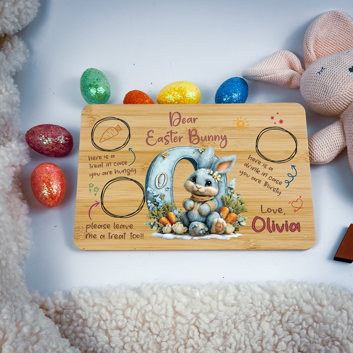Personalised Easter Bunny Tray – Custom Alphabet Easter Board for Kids