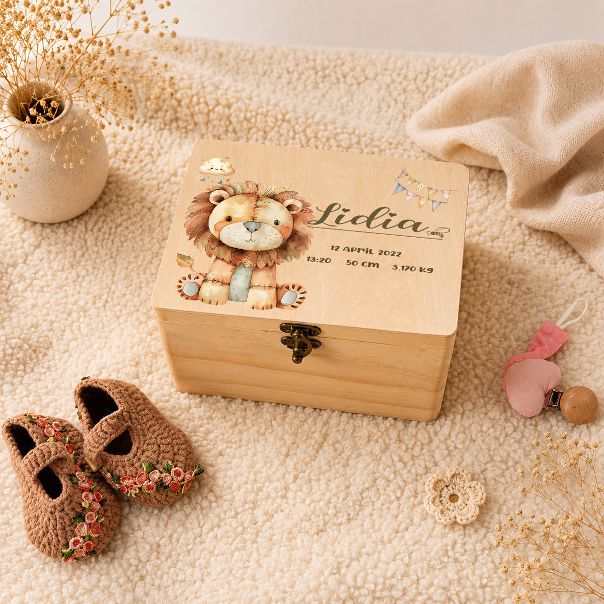 Personalised Lion Keepsake Box