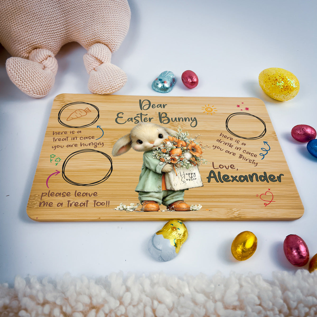 Personalised Easter Bunny Tray – Bouquet Bunny Design