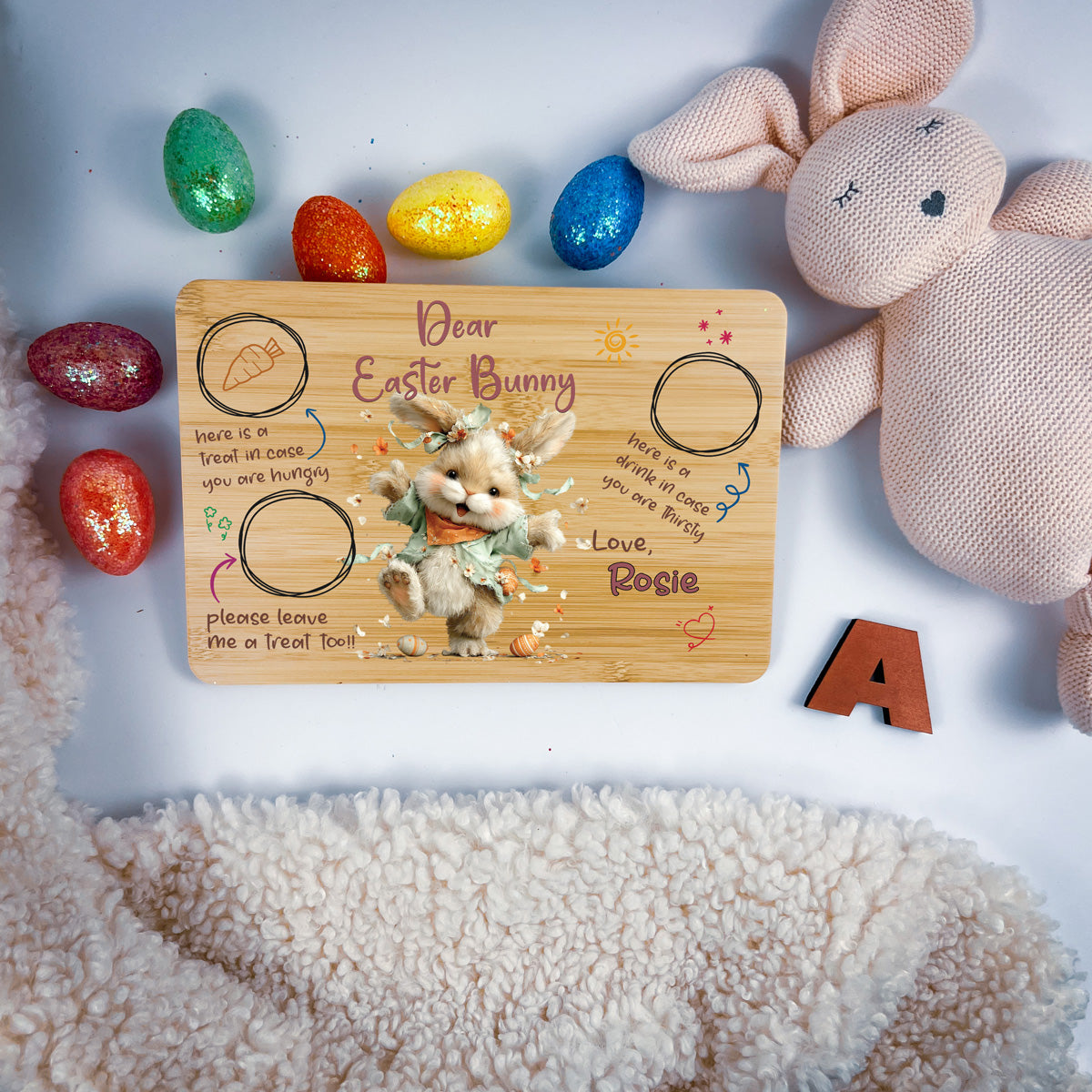 Personalised Easter Bunny Tray – Dancing Petal Design
