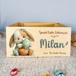 Personalised Easter Crate – Heart Egg Hug Bunny Design