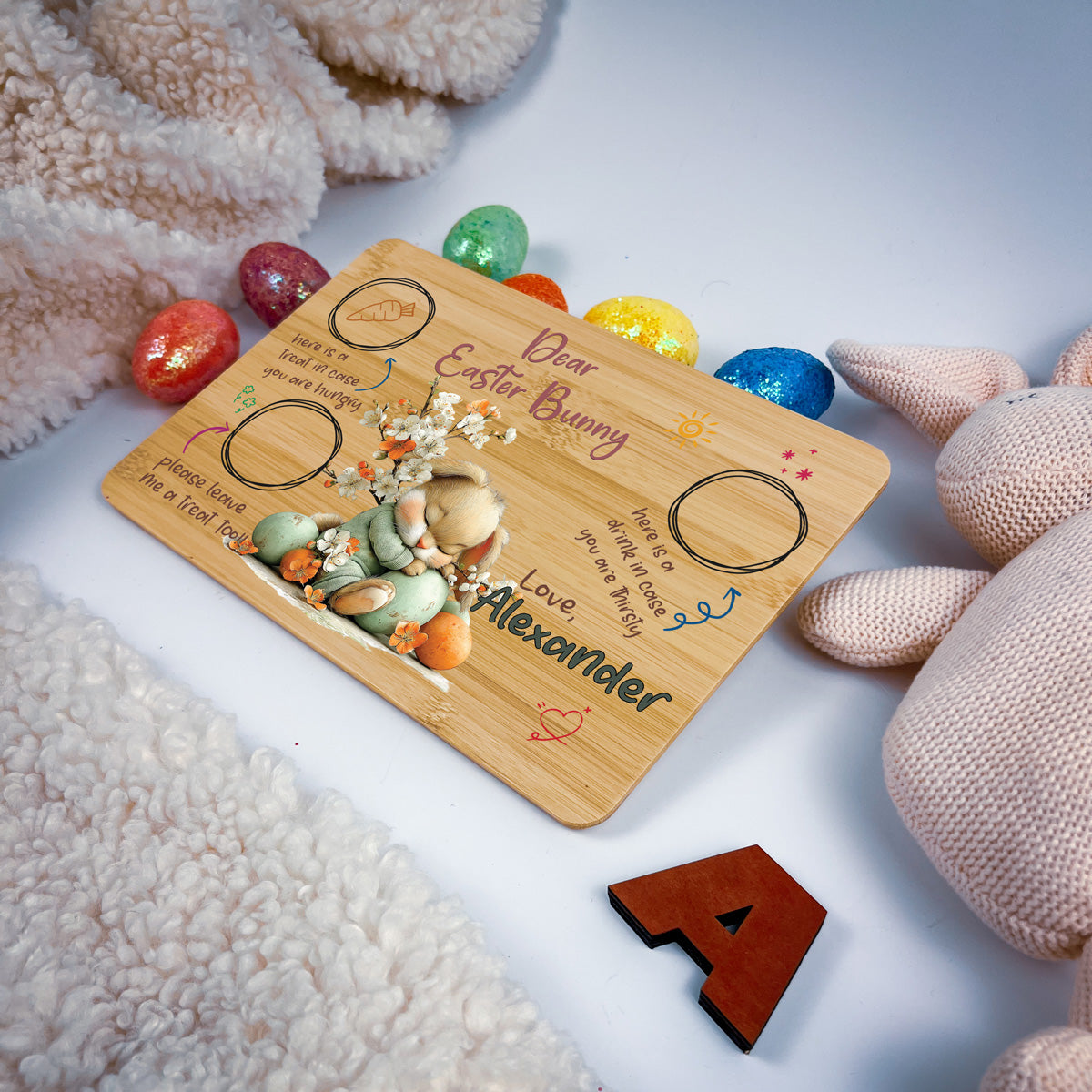 Personalised Easter Bunny Tray – Sleeping Blossom Design