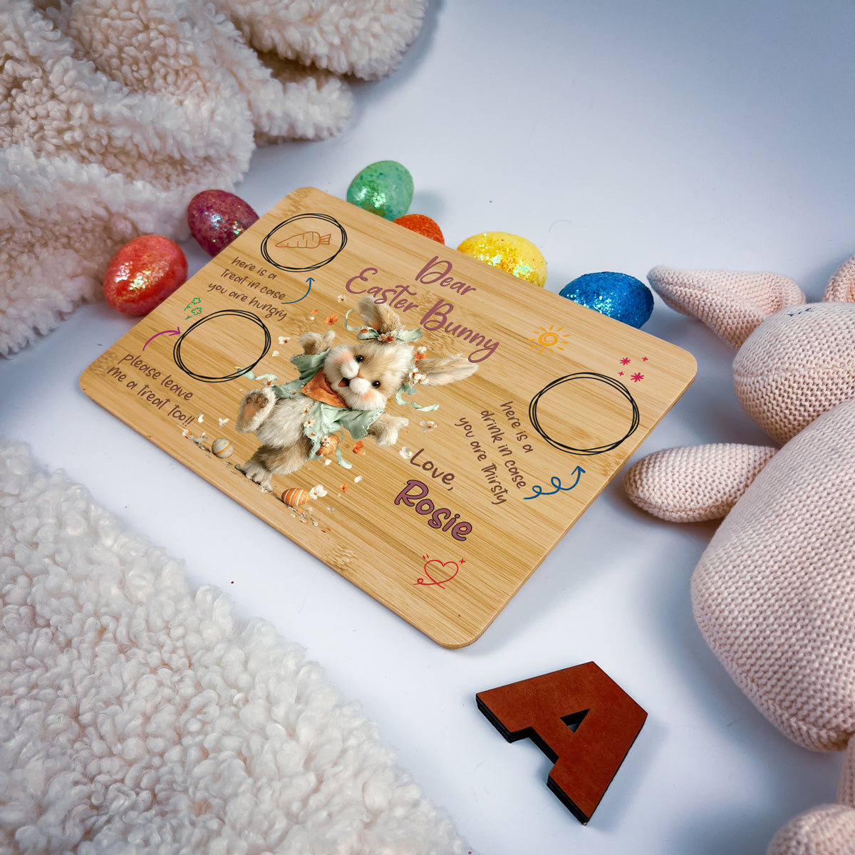 Personalised Easter Bunny Tray – Dancing Petal Design