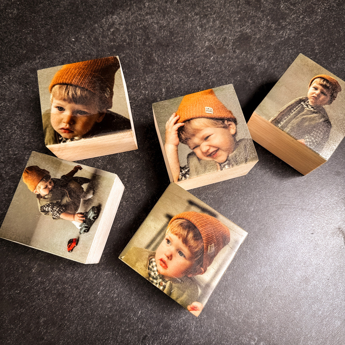 Smiley Photo Block - Tiny Square x 5