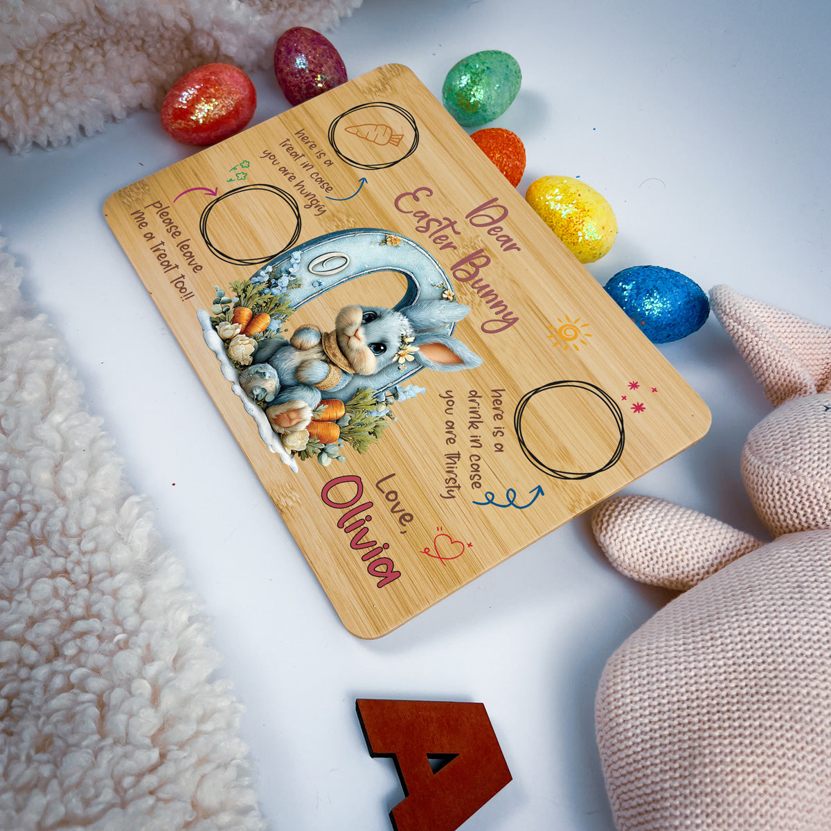 Personalised Easter Bunny Tray – Custom Alphabet Easter Board for Kids