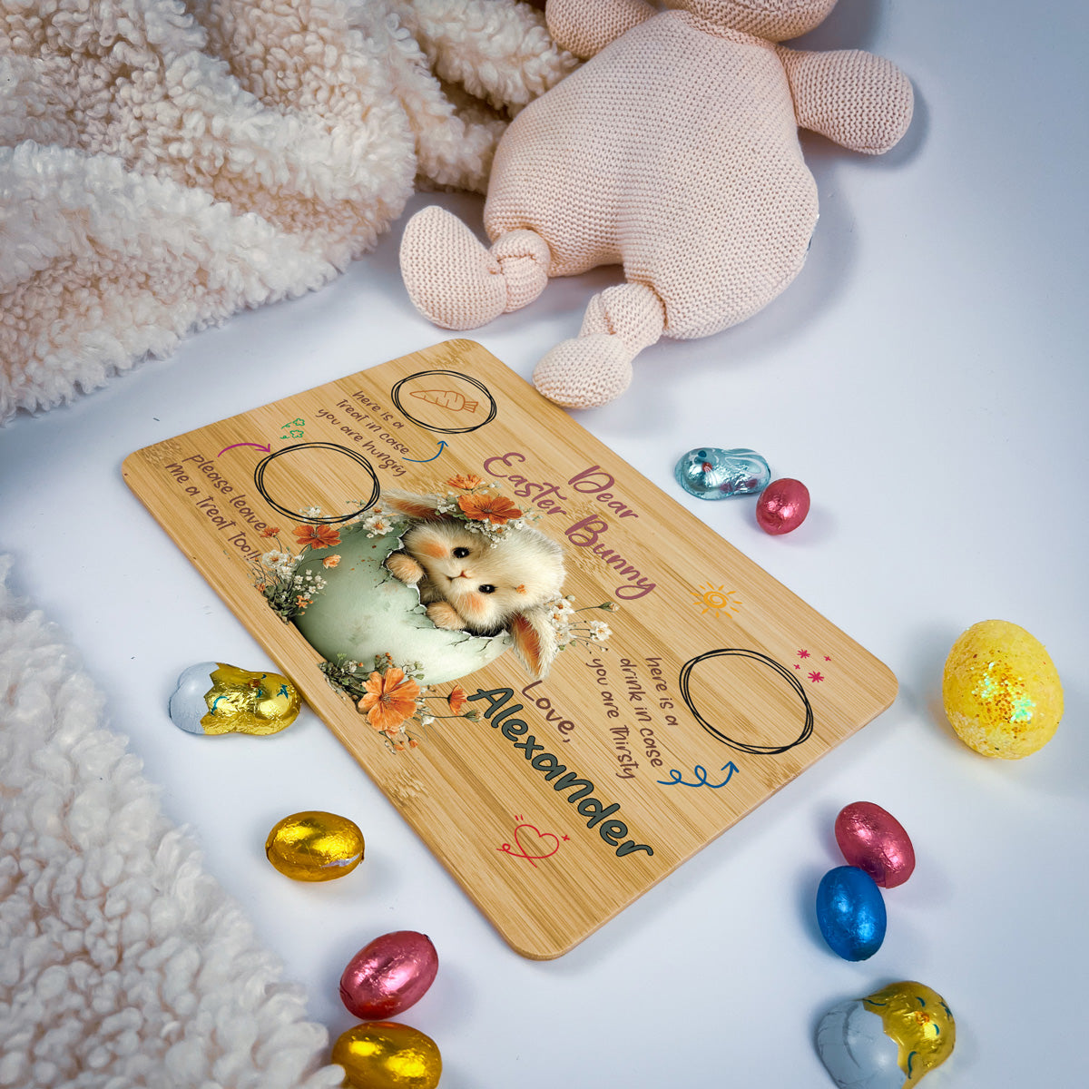 Personalised Easter Bunny Tray – Egg Nest Peek Design