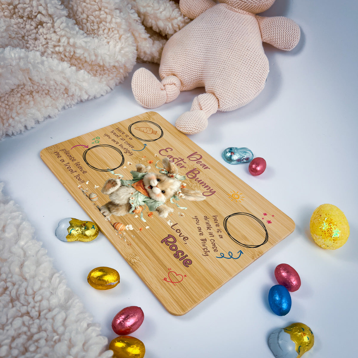 Personalised Easter Bunny Tray – Dancing Petal Design