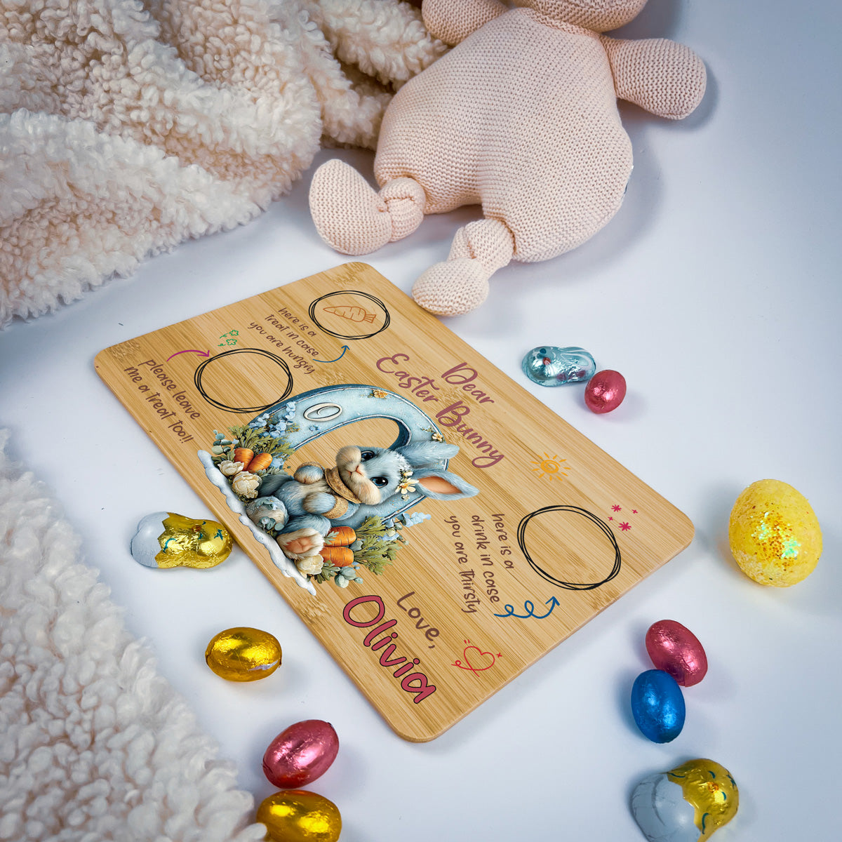 Personalised Easter Bunny Tray – Custom Alphabet Easter Board for Kids