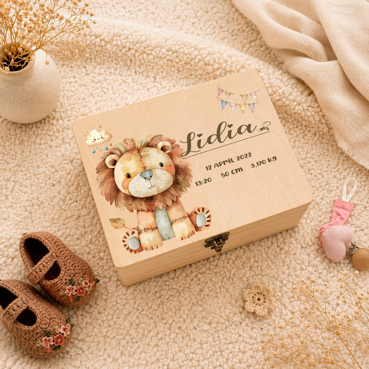 Personalised Lion Keepsake Box