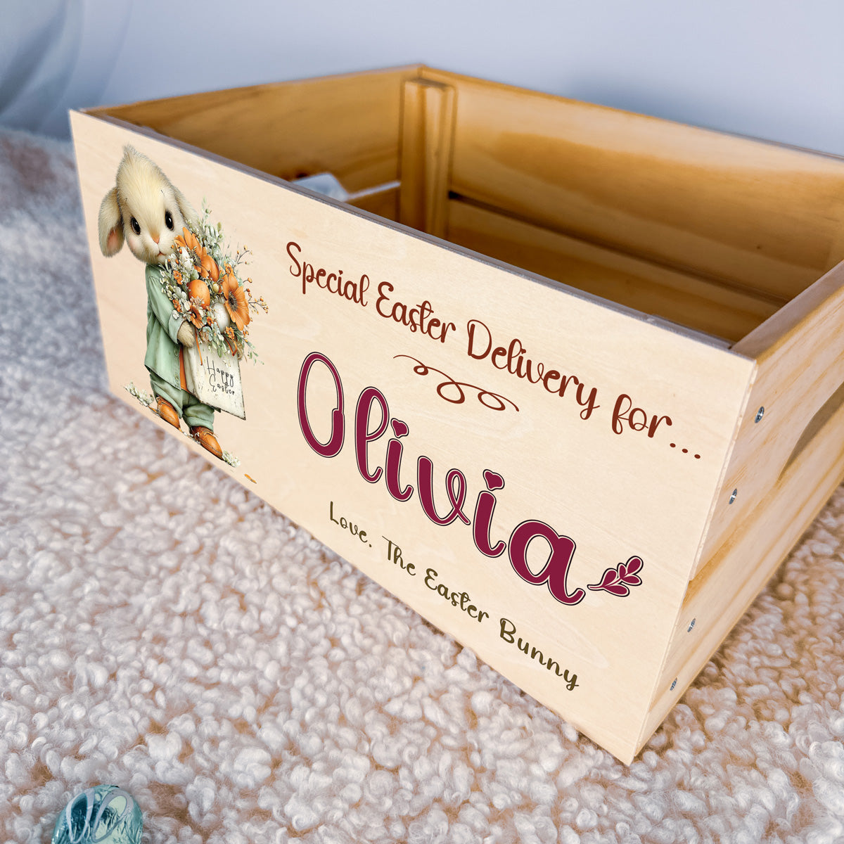 Personalised Easter Crate – Bouquet Bunny Design