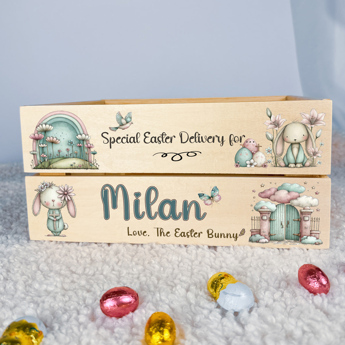 Personalised Easter Crate – Special Easter Delivery Box with FREE Bunny Bait Tag