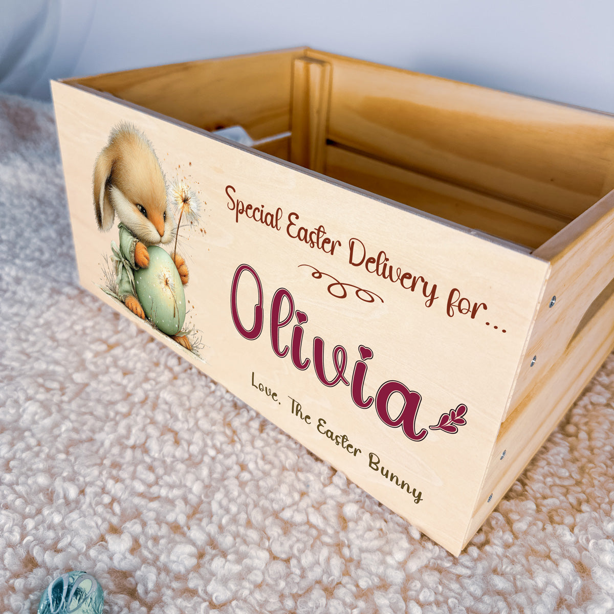 Personalised Easter Crate – Dandelion Egg Bunny Design