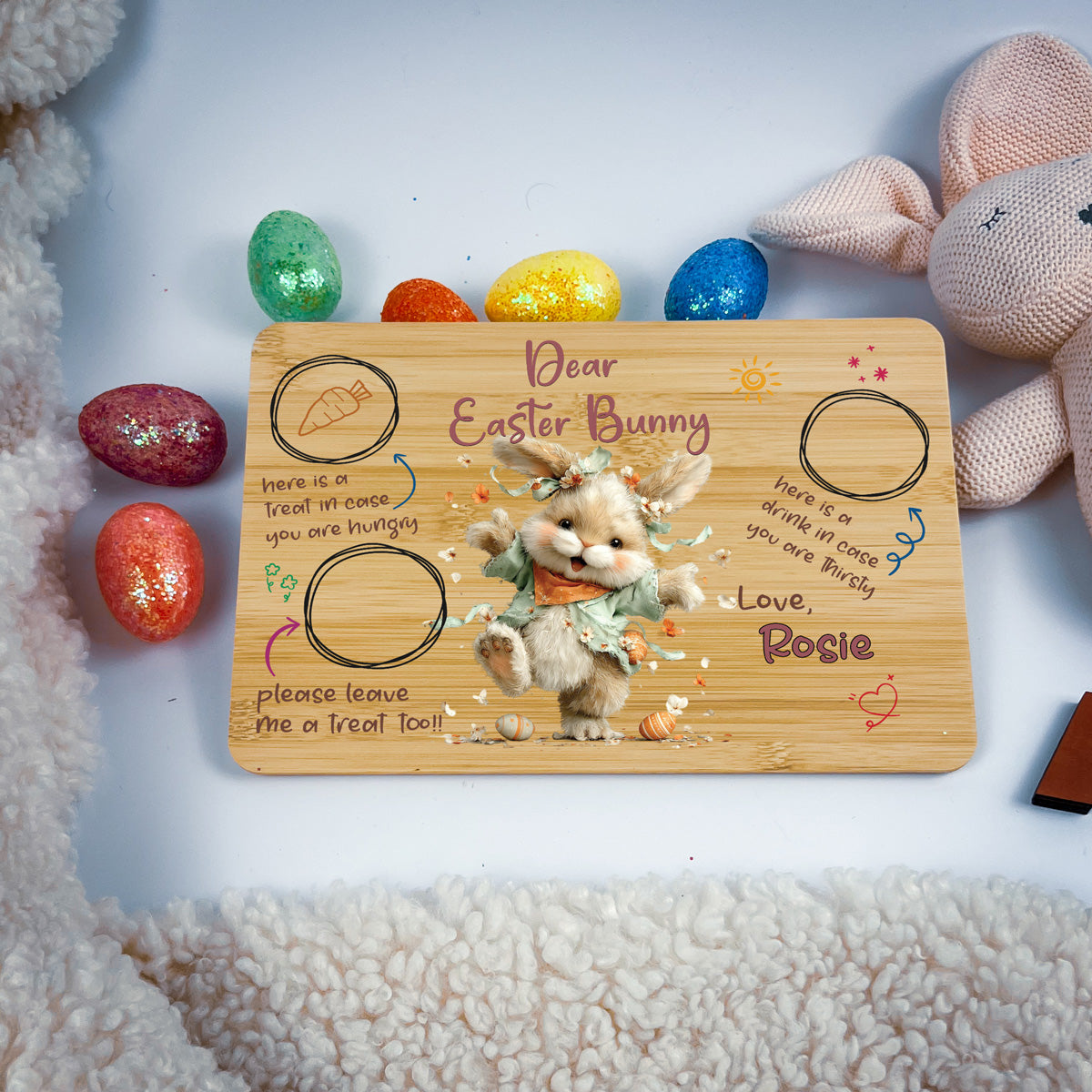 Personalised Easter Bunny Tray – Dancing Petal Design