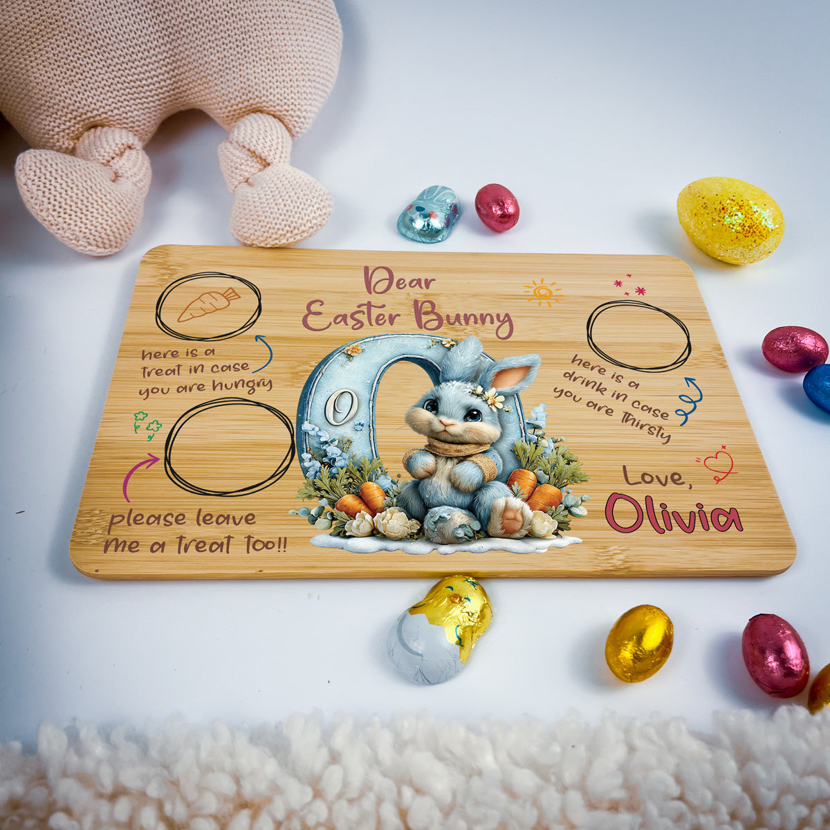 Personalised Easter Bunny Tray – Custom Alphabet Easter Board for Kids