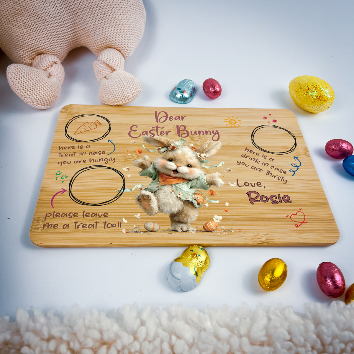 Personalised Easter Bunny Tray – Dancing Petal Design