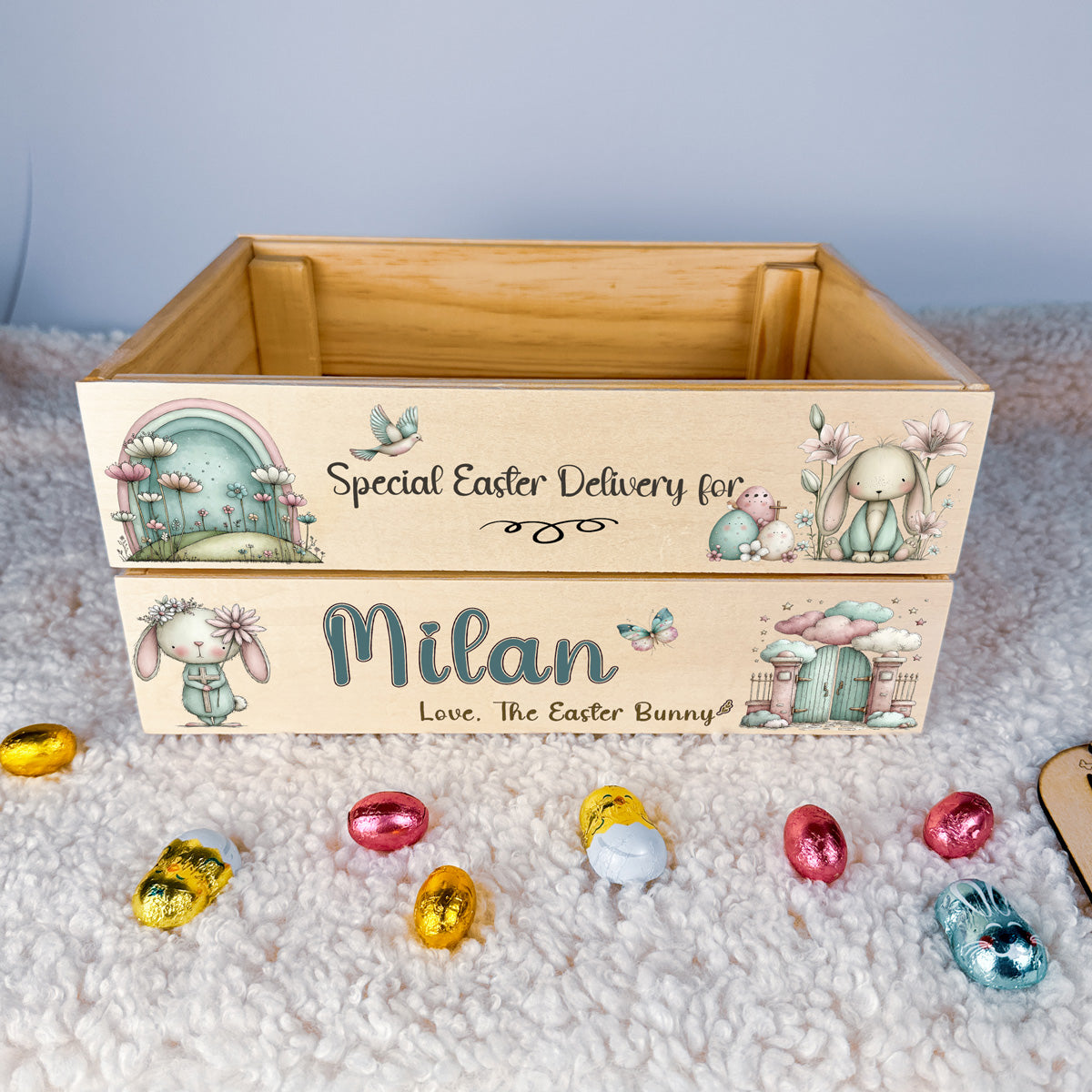 Personalised Easter Crate – Special Easter Delivery Box with FREE Bunny Bait Tag