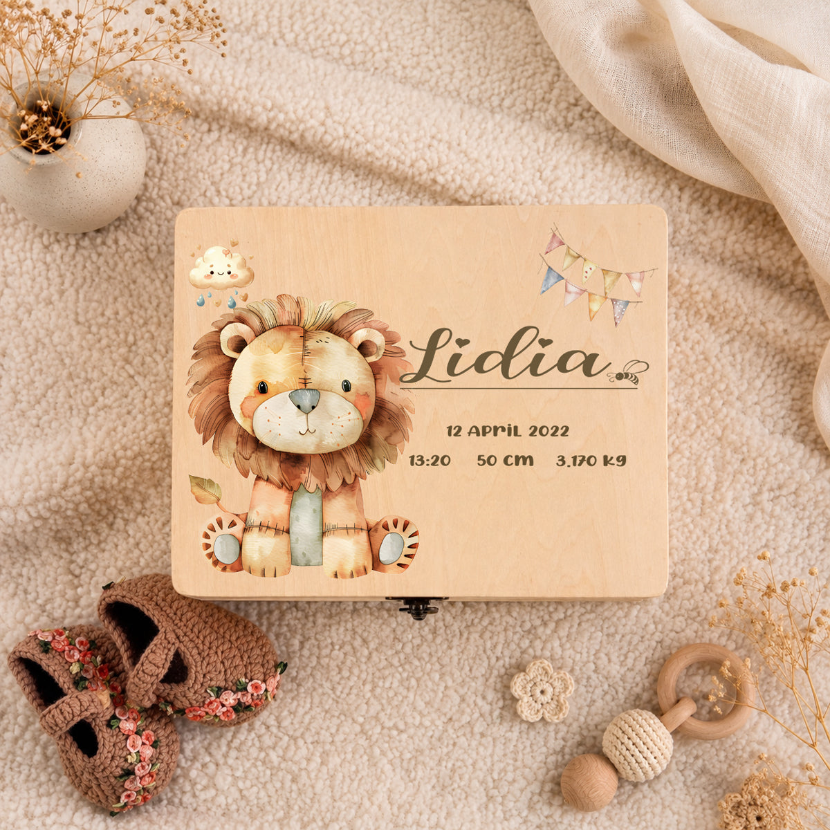 Personalised Lion Keepsake Box