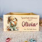 Personalised Easter Crate – Floral Egg Cuddle Bunny Design