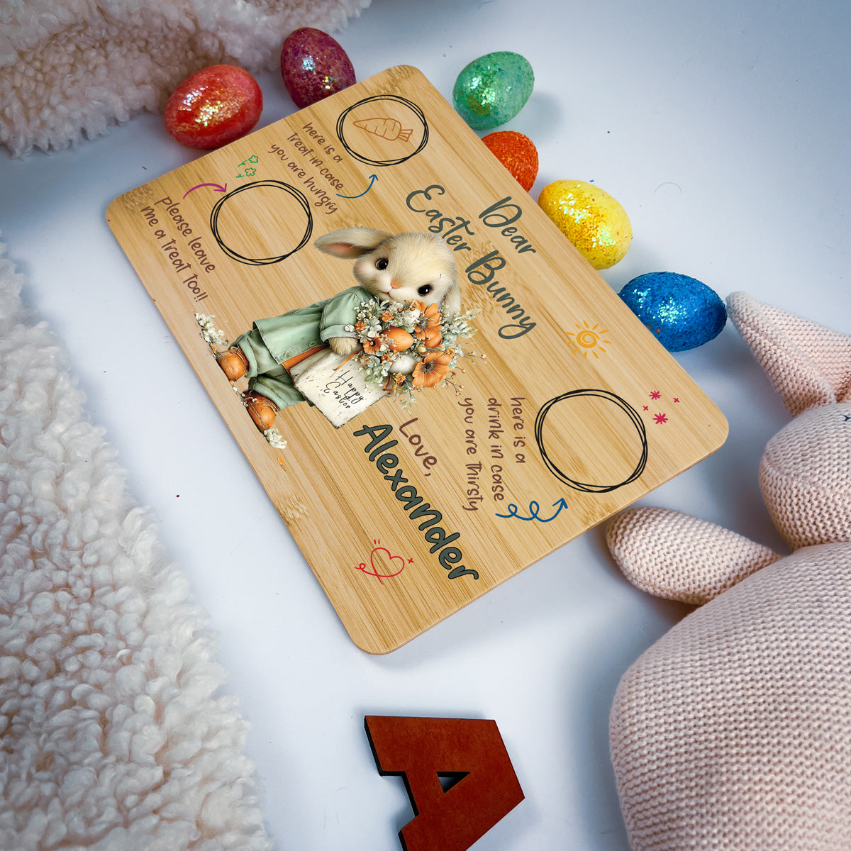 Personalised Easter Bunny Tray – Bouquet Bunny Design