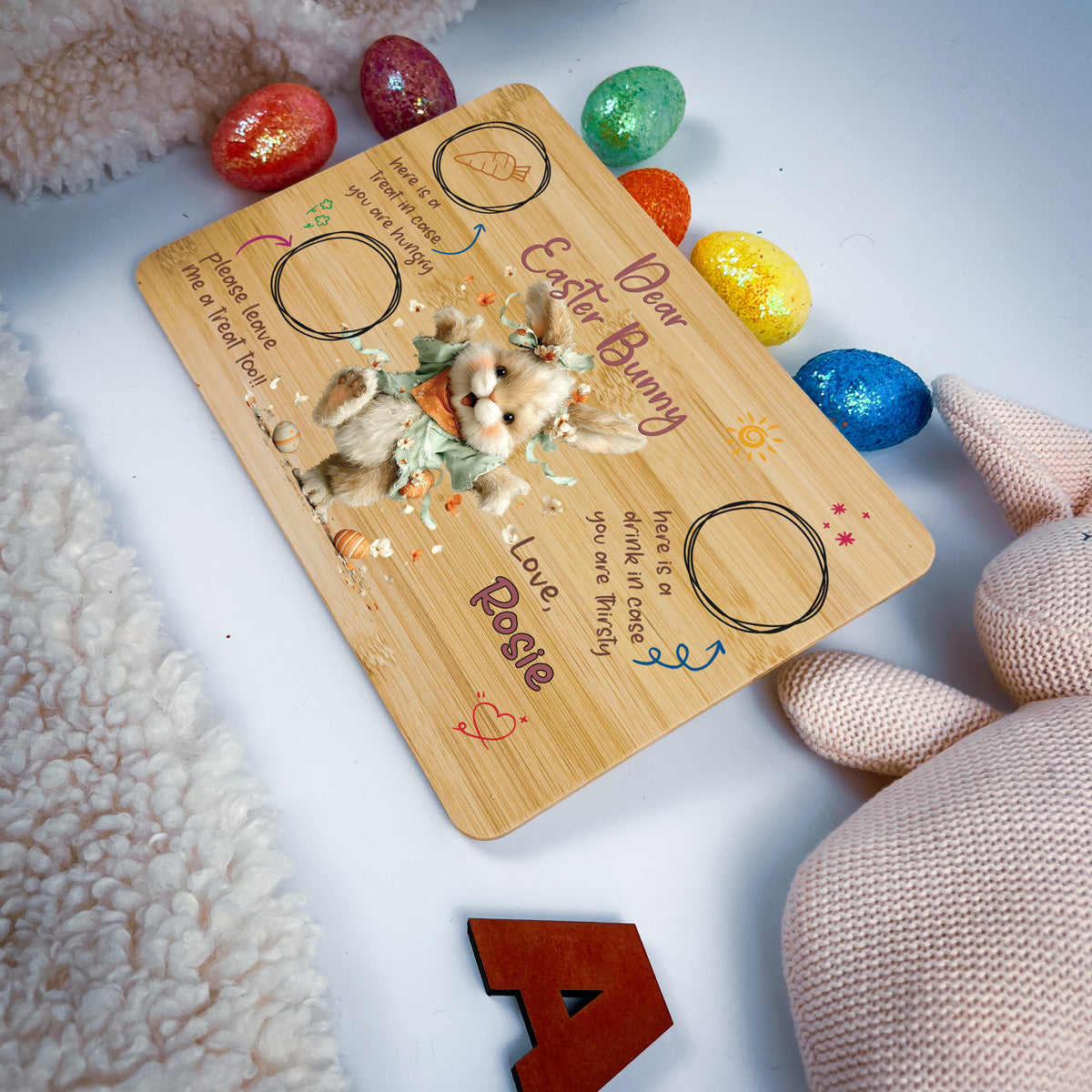 Personalised Easter Bunny Tray – Dancing Petal Design
