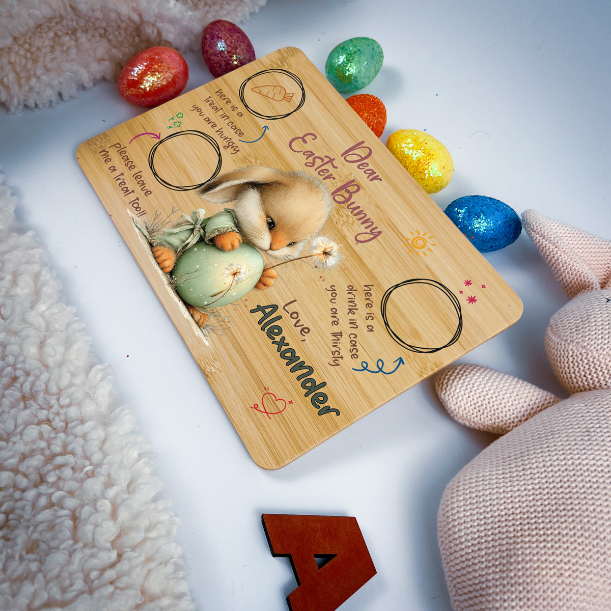 Personalised Easter Bunny Tray – Dandelion Egg Design