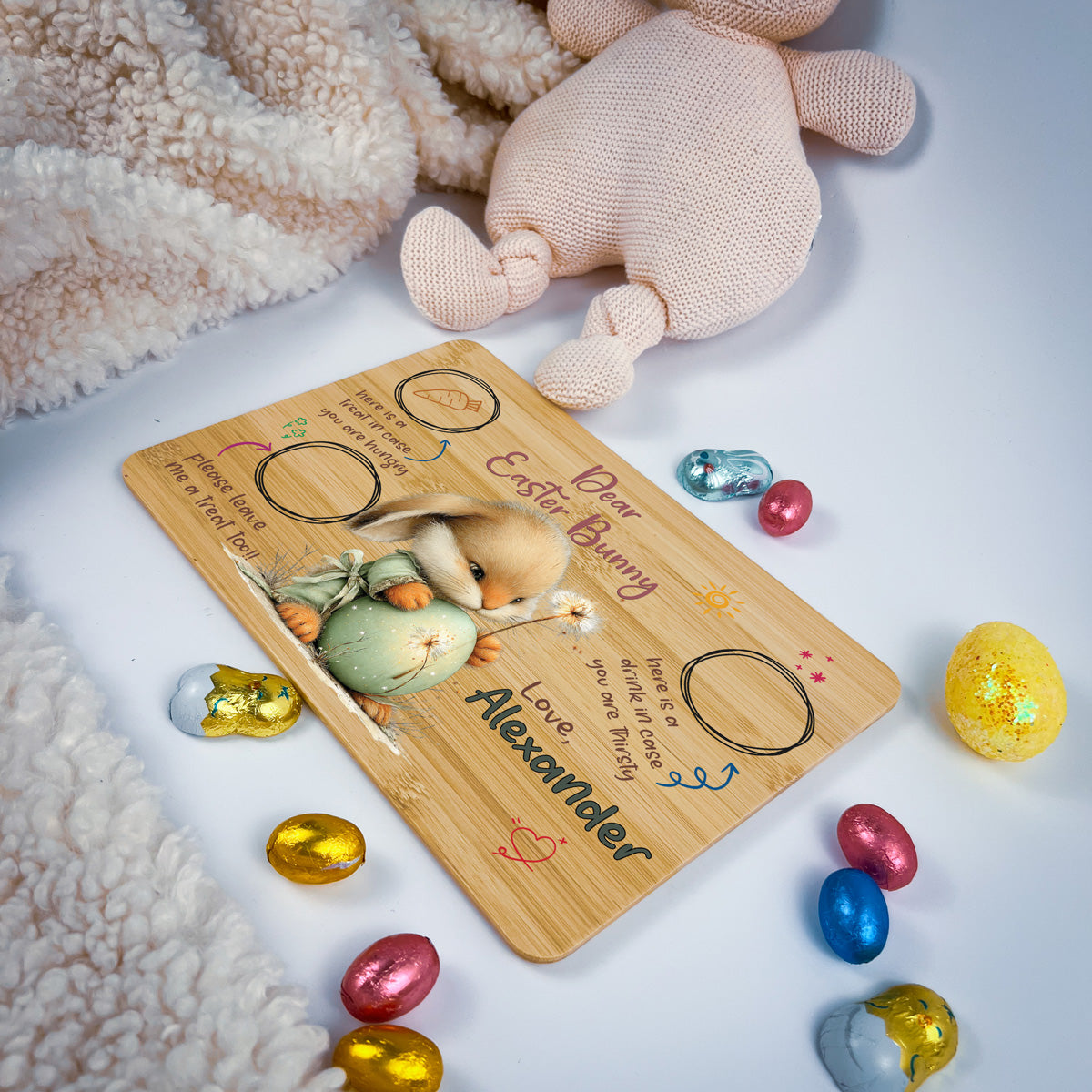 Personalised Easter Bunny Tray – Dandelion Egg Design