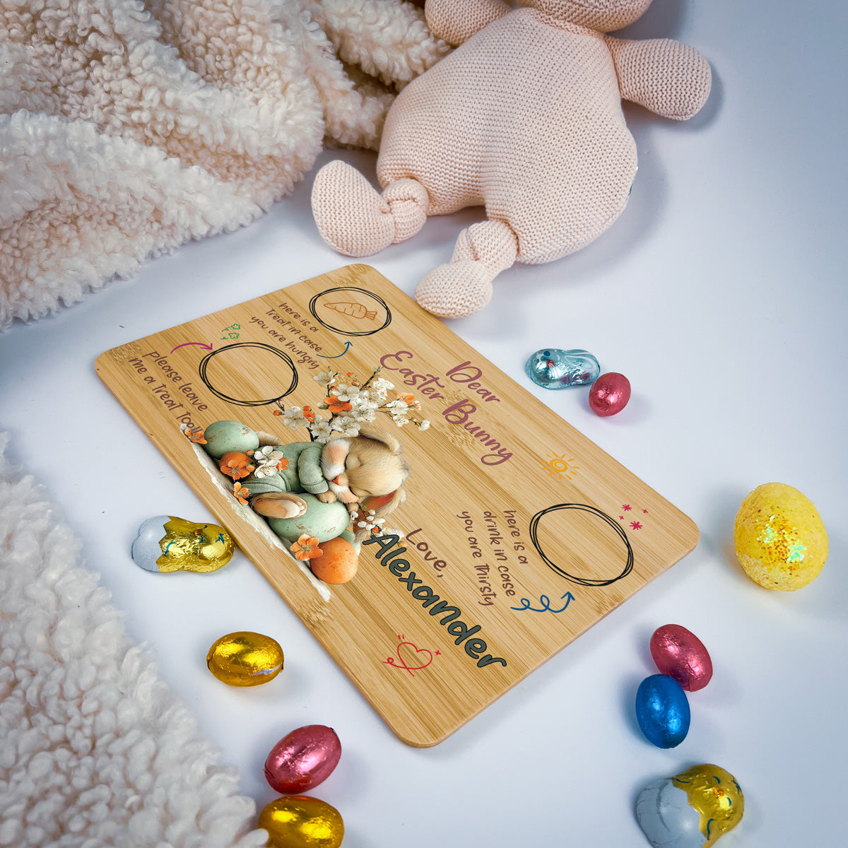 Personalised Easter Bunny Tray – Sleeping Blossom Design